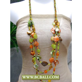 Bcbali 3 Strand Necklace Beaded mixed Shells Nuget